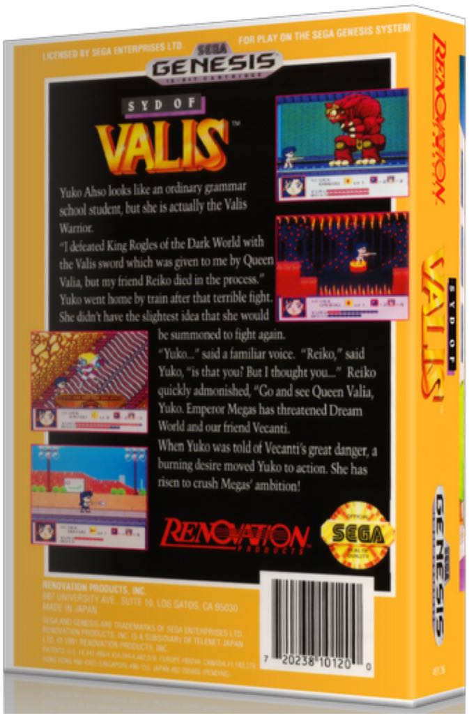 Syd of Valis - Sega Genesis (Mega Drive) (Renovation - 1) video game collectible [Barcode 720238101200] - Main Image 2