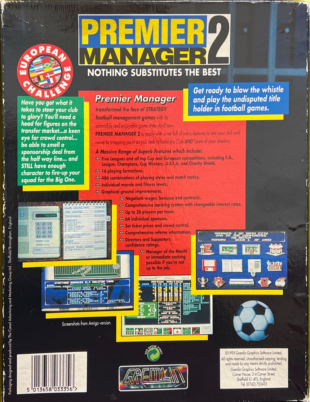 Premier Manager 2 - Commodore Amiga (Gremlin Graphics Software Ltd. - 1-2) video game collectible [Barcode 5013658033356] - Main Image 2