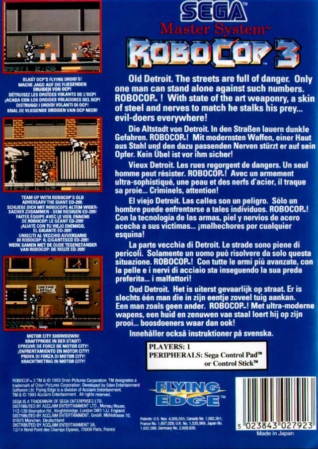 Robocop 3 - Sega Master System (1) video game collectible [Barcode 5023843027923] - Main Image 2