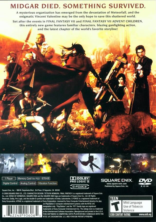 Dirge Of Cerberus : Final Fantasy VII - Sony PlayStation 2 (PS2) (Square Enix - 1) video game collectible - Main Image 2