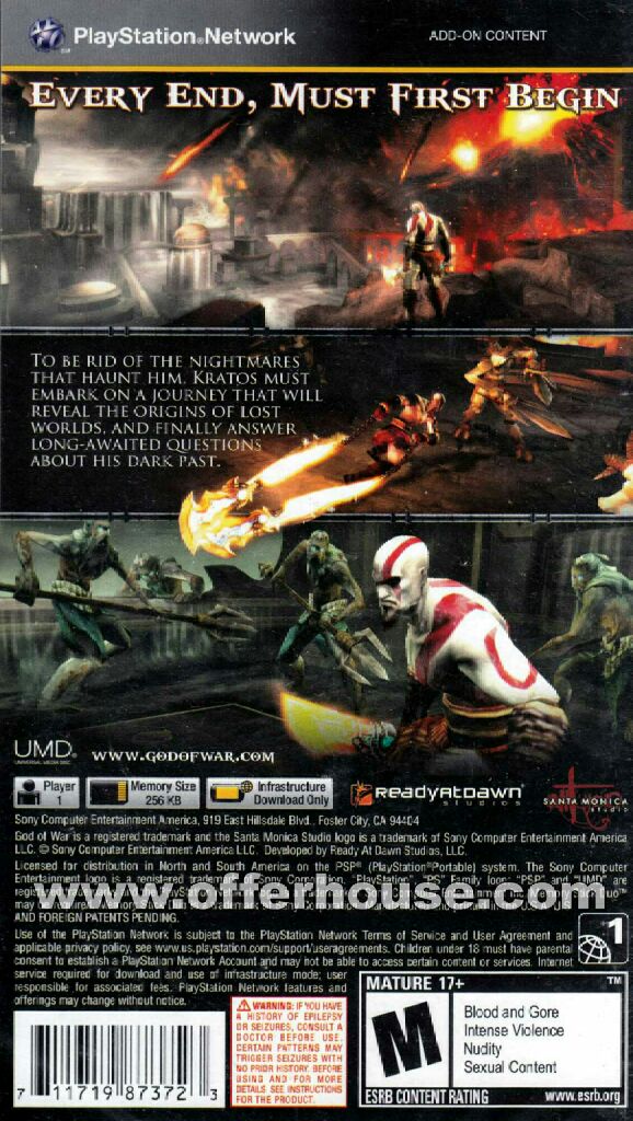 PSP / God of War : Ghost of Sparta - Sony PlayStation Portable (PSP) (Santa Monica Studios - 1) video game collectible [Barcode 711719255314] - Main Image 2