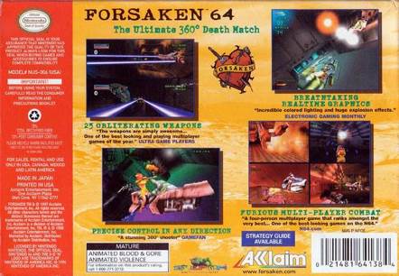 Forsaken 64 - Nintendo 64 (N64) (Acclaim Entertainment - 4) video game collectible [Barcode 021481641384] - Main Image 2