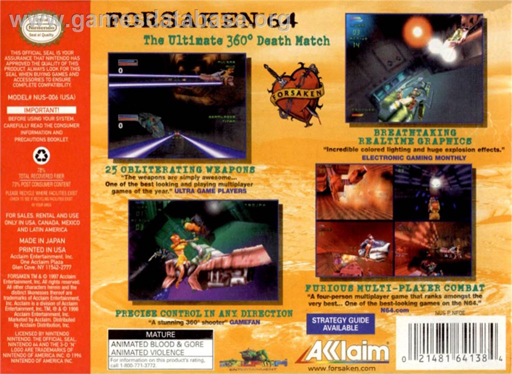 Forsaken 64 - Nintendo 64 (N64) video game collectible - Main Image 2