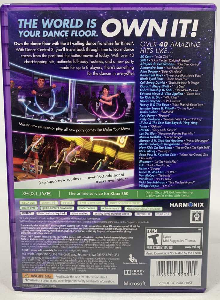 Dance Central - Microsoft Xbox 360 (Paramount Consumer Products - 2) video game collectible [Barcode 0885370227390] - Main Image 2