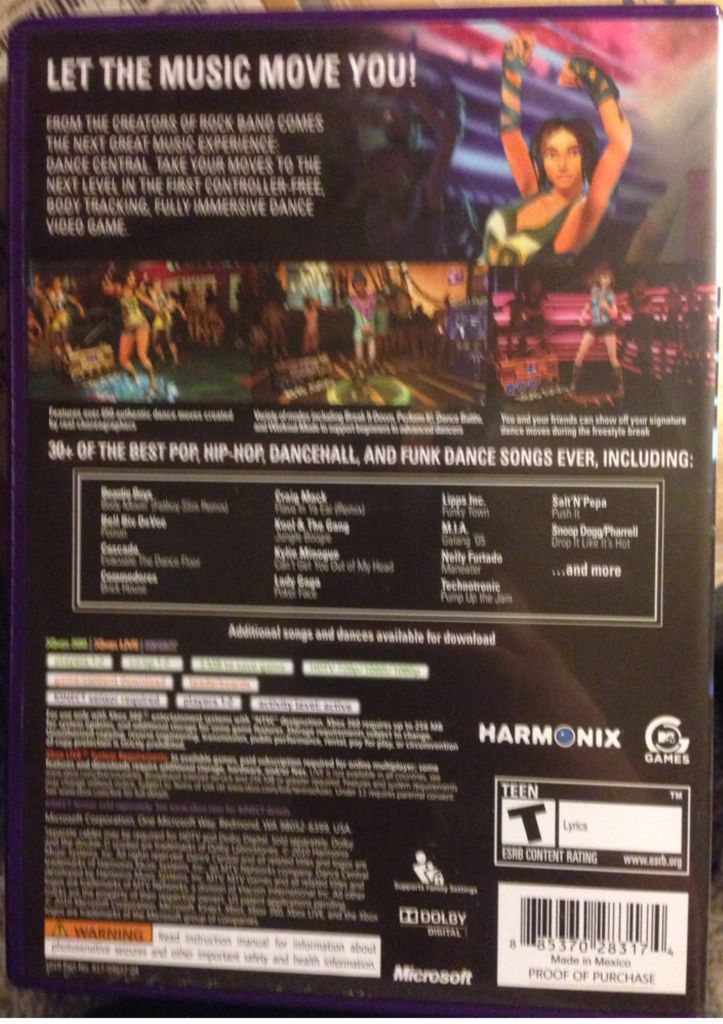 Dance Central - Microsoft Xbox 360 (MTV Games - 2) video game collectible [Barcode 885370283174] - Main Image 2