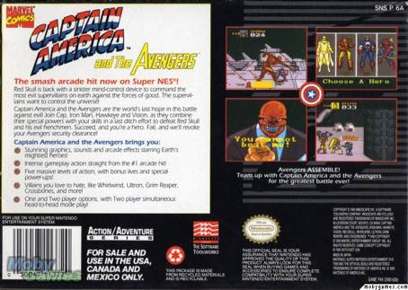 Captain America And The Avengers - Nintendo Super Nintendo Entertainment System (SNES) (Mindscape - 2) video game collectible [Barcode 050047113720] - Main Image 2