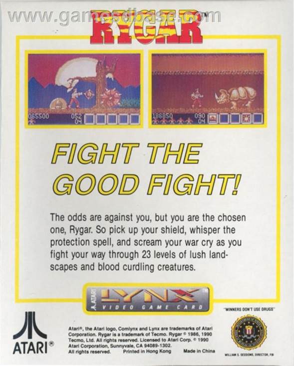Rygar - Atari Lynx (Atari - 1) video game collectible [Barcode 077000020567] - Main Image 2