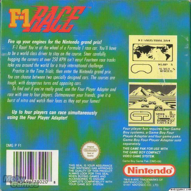 F-1 Race - Nintendo Game Boy (Nintendo - 4) video game collectible [Barcode 045496730116] - Main Image 2