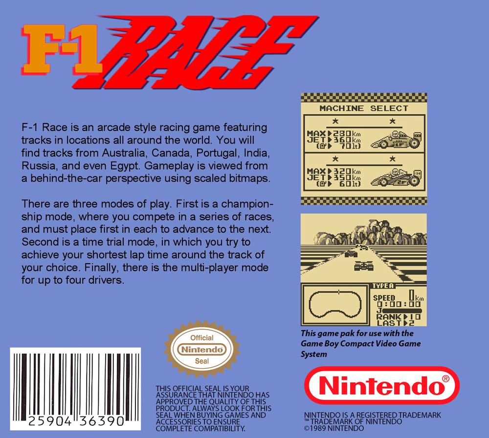 F-1 Race - Nintendo Game Boy video game collectible - Main Image 2