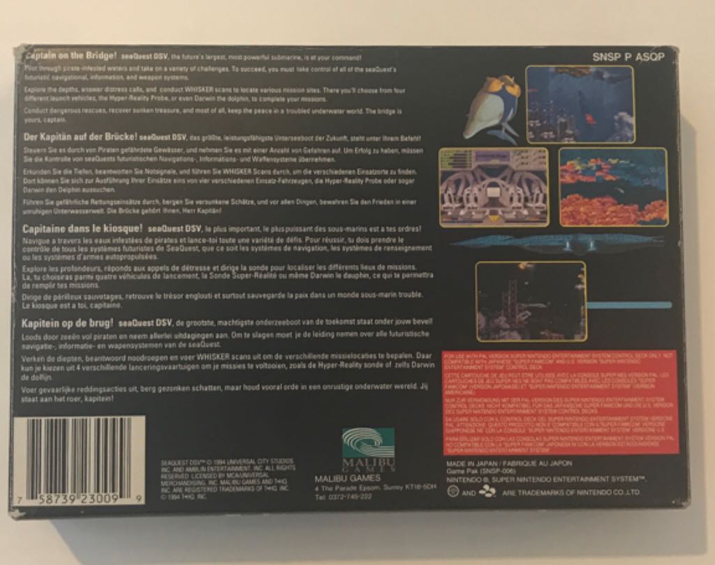 SeaQuest DSV - Nintendo Super Nintendo Entertainment System (SNES) video game collectible - Main Image 2