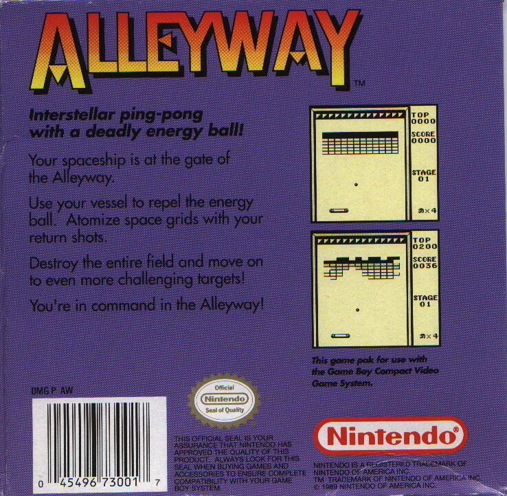 Alleyway - Nintendo Game Boy (Nintendo - 1) video game collectible - Main Image 2