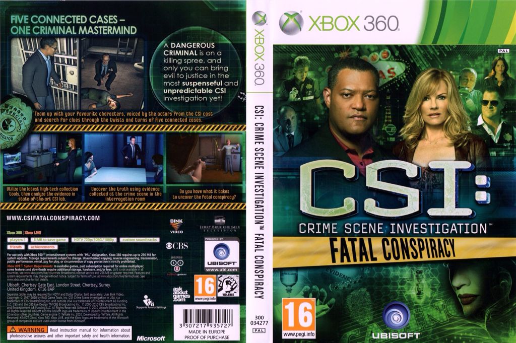 CSI: Fatal Conspiracy - Microsoft Xbox 360 (Ubisoft Entertainment - 1) video game collectible [Barcode 008888526001] - Main Image 2
