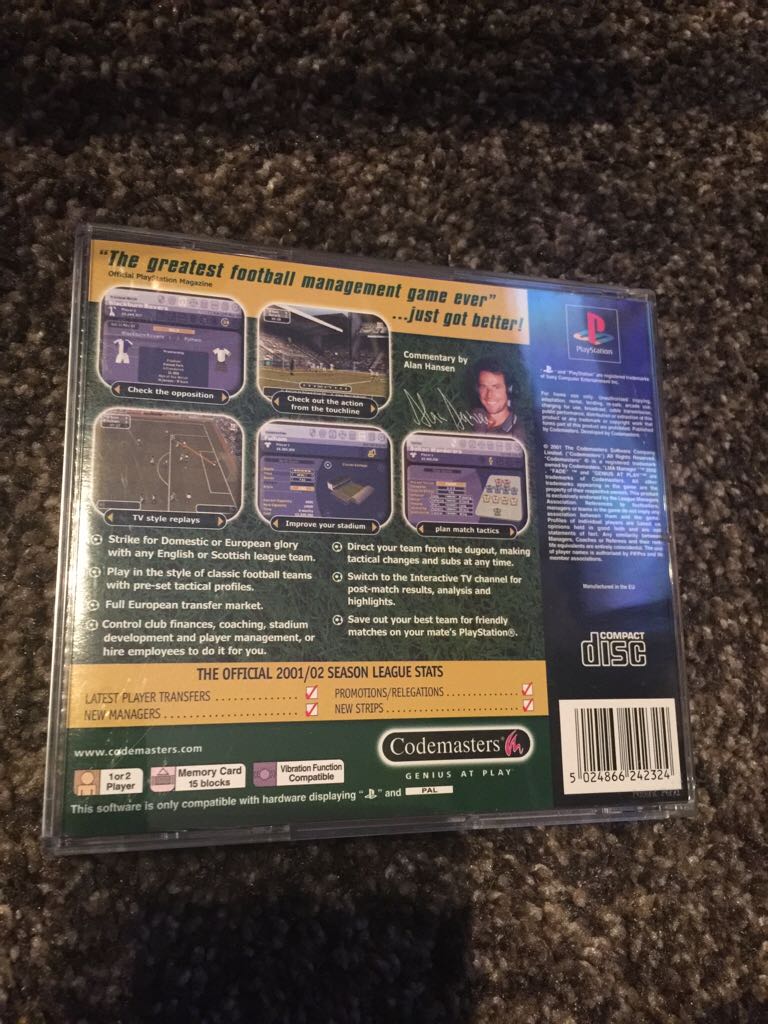 LMA Manager 2002 - Sony PlayStation (Code Masters - 1-2) video game collectible [Barcode 5024866242324] - Main Image 2