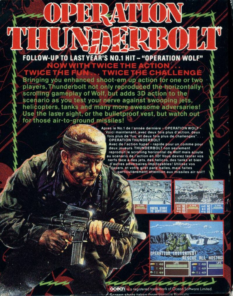 Operation Thunderbolt - Commodore Amiga (Ocean Software Ltd. - 1-2) video game collectible [Barcode 5013156013713] - Main Image 2