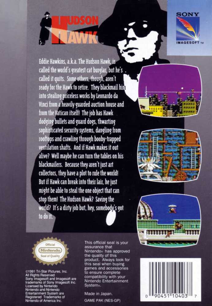 Hudson Hawk - Nintendo Entertainment System (NES) video game collectible - Main Image 2
