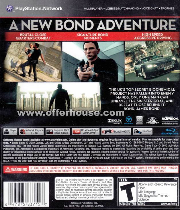 007 Bloodstone - Sony PlayStation 3 (PS3) (Activision Publishing - 1) video game collectible [Barcode 5030917091636] - Main Image 2