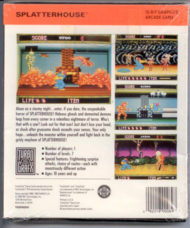 Splatterhouse - NEC TurboGrafx-16 (Namco - 1) video game collectible - Main Image 2