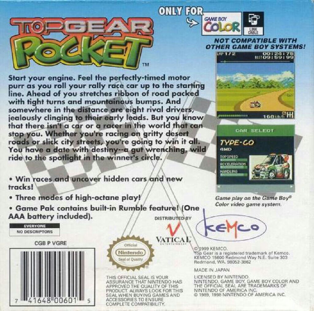 Top Gear Pocket - Nintendo Game Boy Advance (GBA) video game collectible - Main Image 2