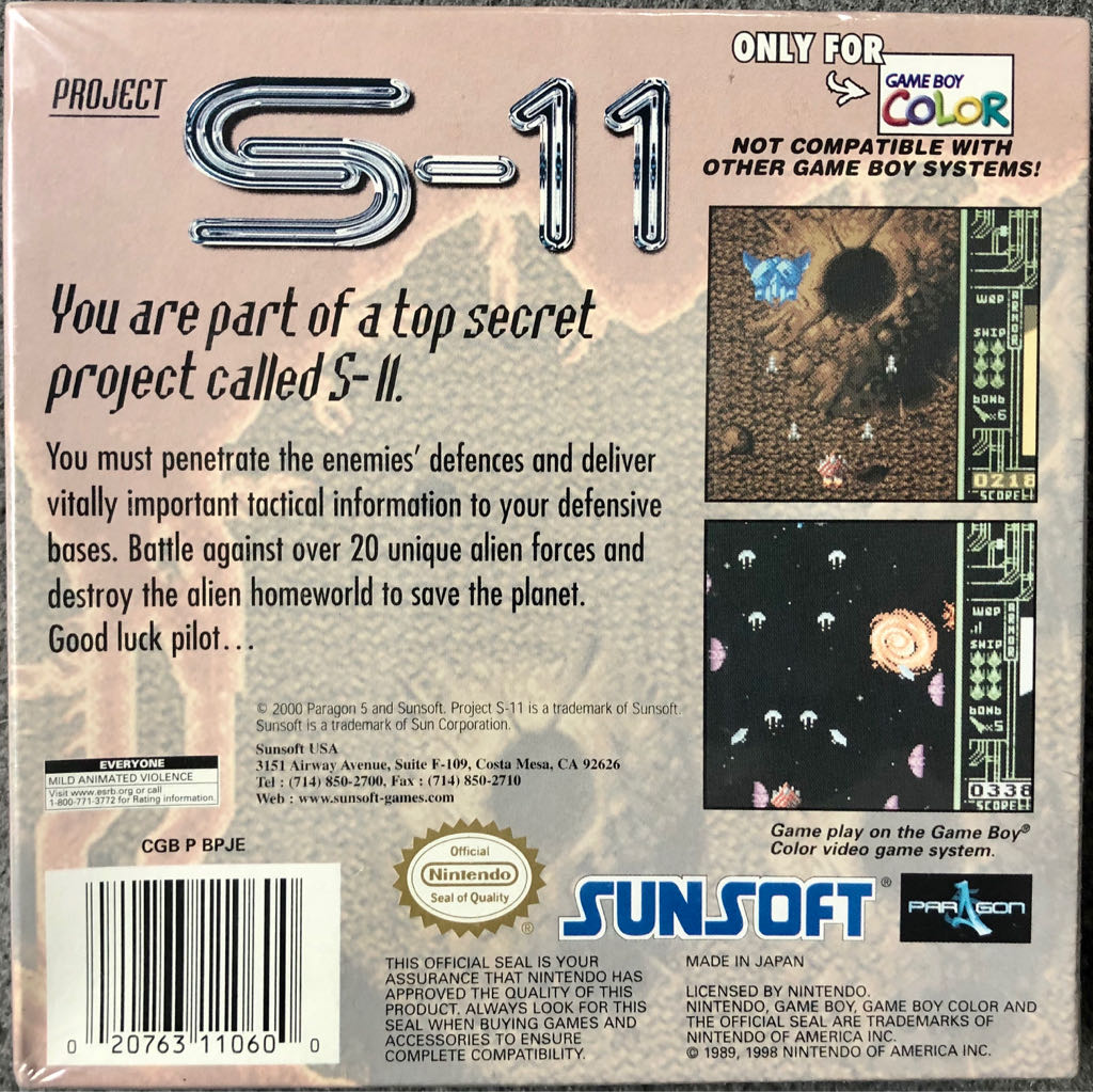 Project S-11 - Nintendo Game Boy Color video game collectible [Barcode 020763110600] - Main Image 2
