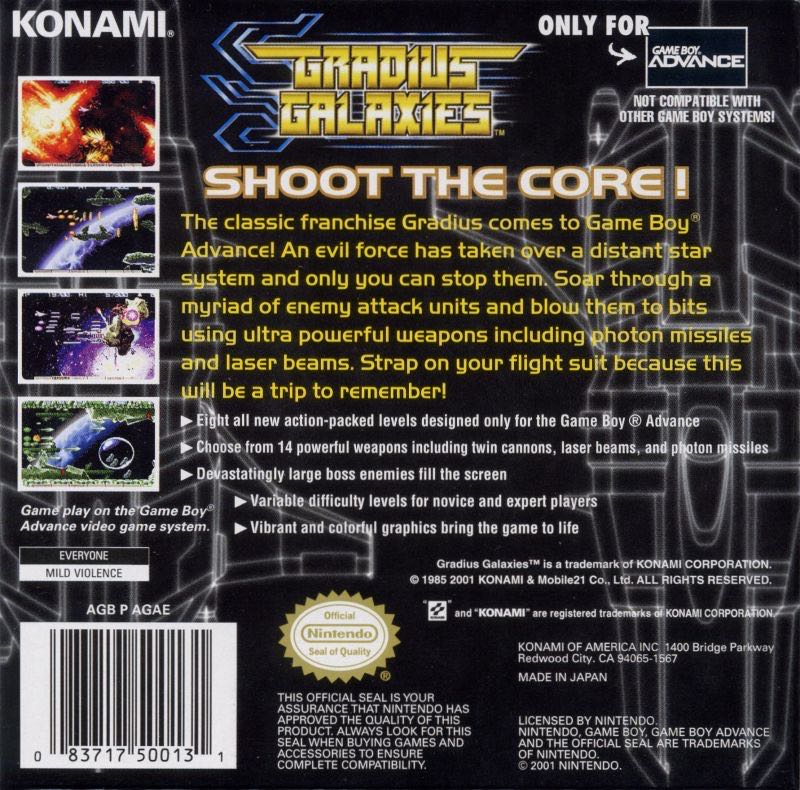 Gradius Galaxies - Nintendo Game Boy Advance (GBA) (Konami - 1) video game collectible - Main Image 2