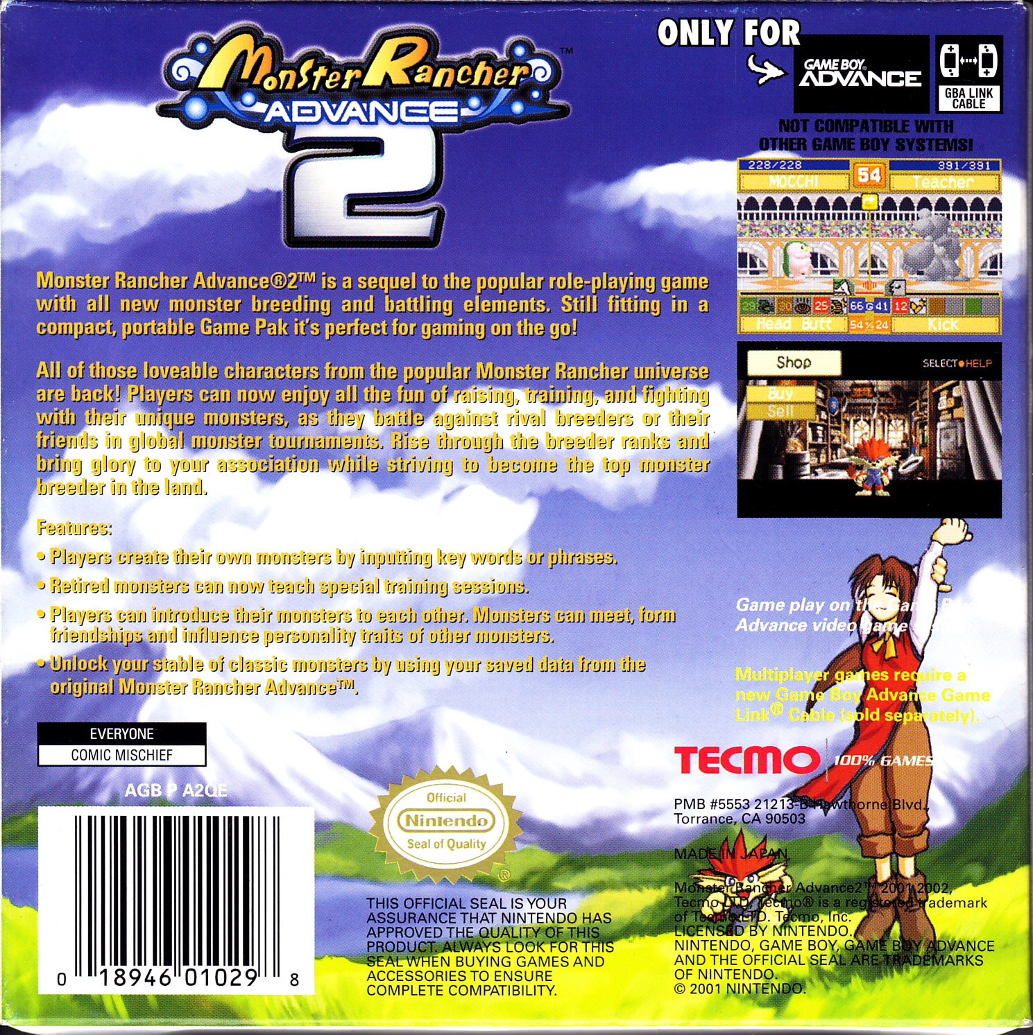 Monster Rancher Advance 2 - Nintendo Game Boy Advance (GBA) (Koei Tecmo) video game collectible [Barcode 018946010298] - Main Image 2