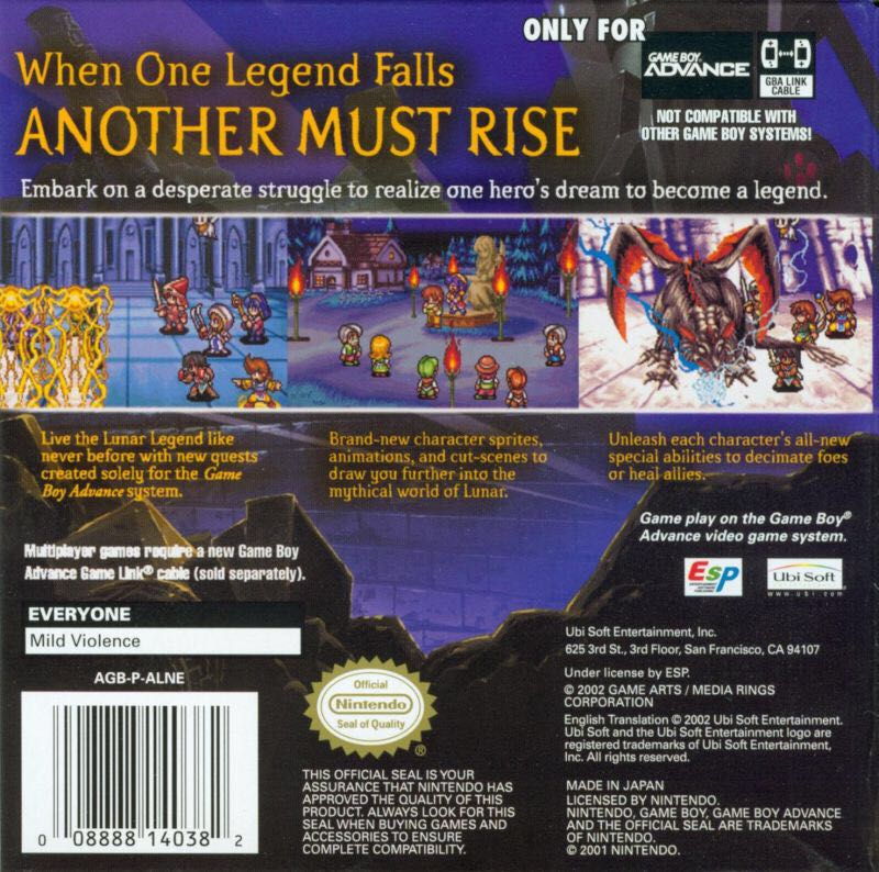 Lunar Legend - Nintendo Game Boy Advance (GBA) (Ubisoft - 1) video game collectible - Main Image 2
