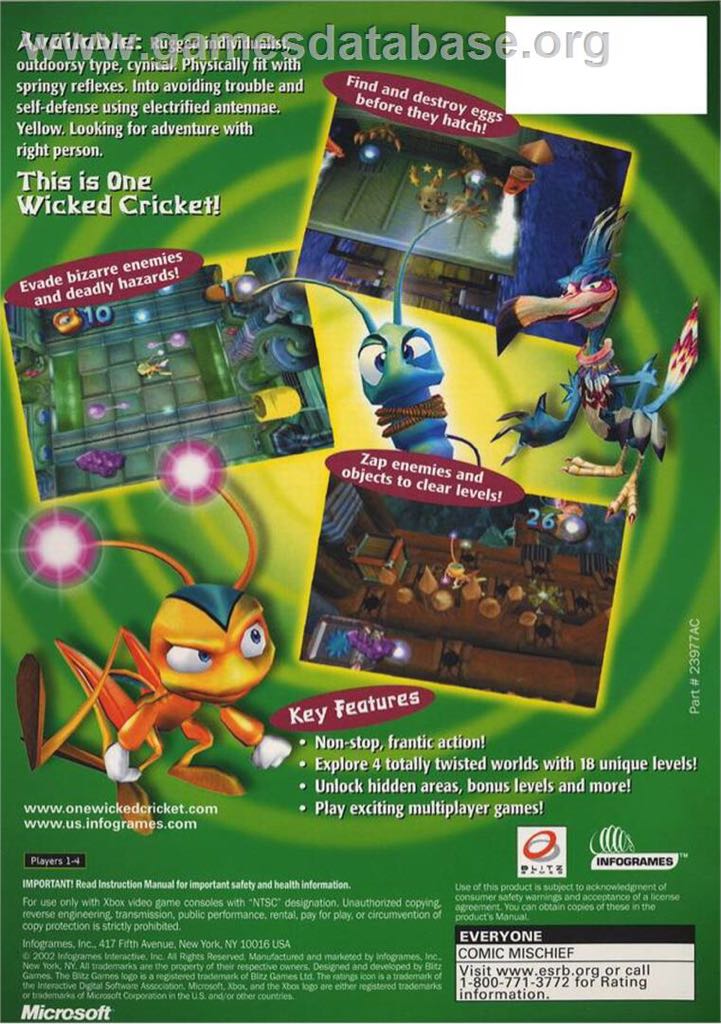 Zapper : One Wicked Cricket - Nintendo Game Boy Advance (GBA) (Nintendo - 1) video game collectible [Barcode 742725238374] - Main Image 2