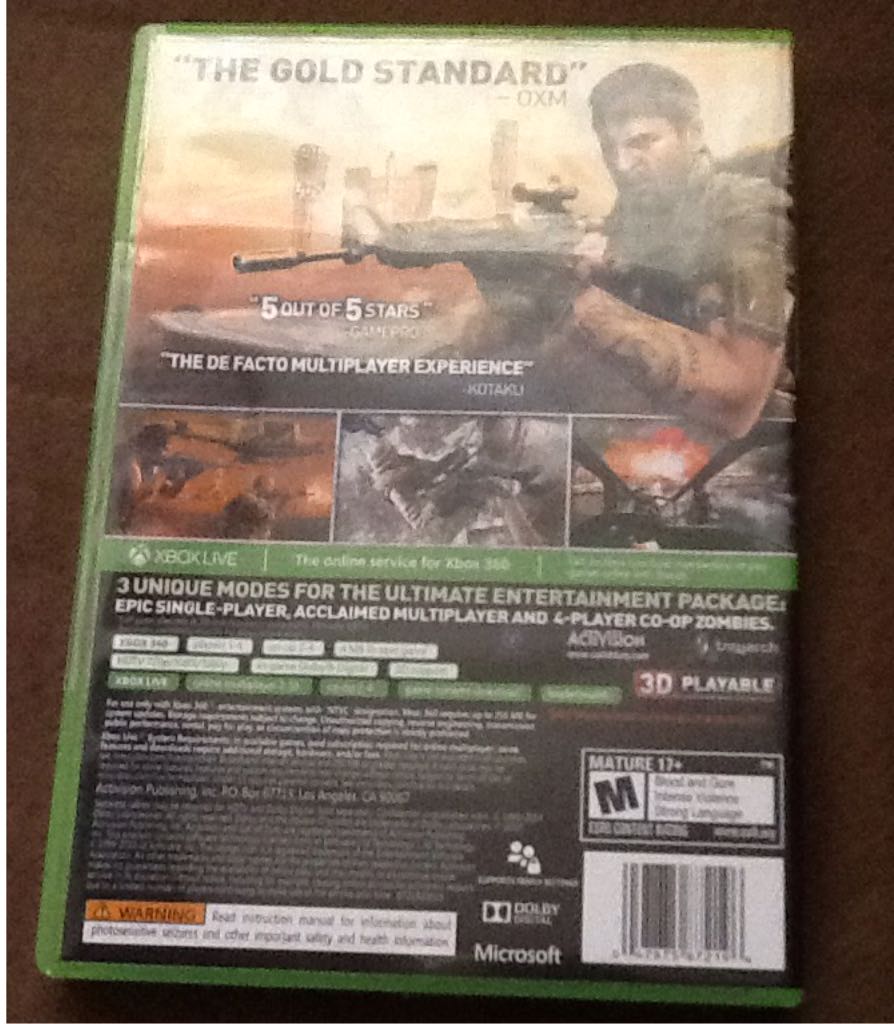 Call Of Duty: Black Ops [Platinum Hits] - Microsoft Xbox 360 (Activision - 1-4) video game collectible [Barcode 047875872196] - Main Image 2