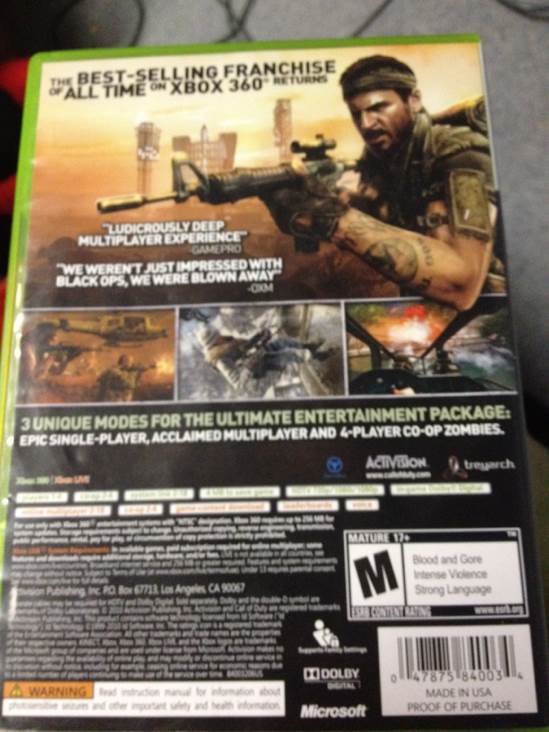 Call Of Duty: Black Ops Édition Prestige - Microsoft Xbox 360 (4) video game collectible [Barcode 083440000083] - Main Image 2