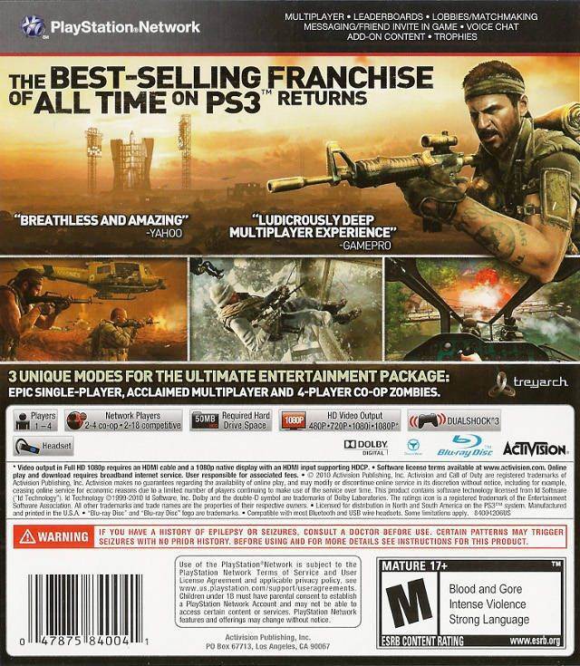 Call Of Duty: Black Ops - Sony PlayStation 3 (PS3) (Activision Blizzard - 16) video game collectible [Barcode 5030917090400] - Main Image 2