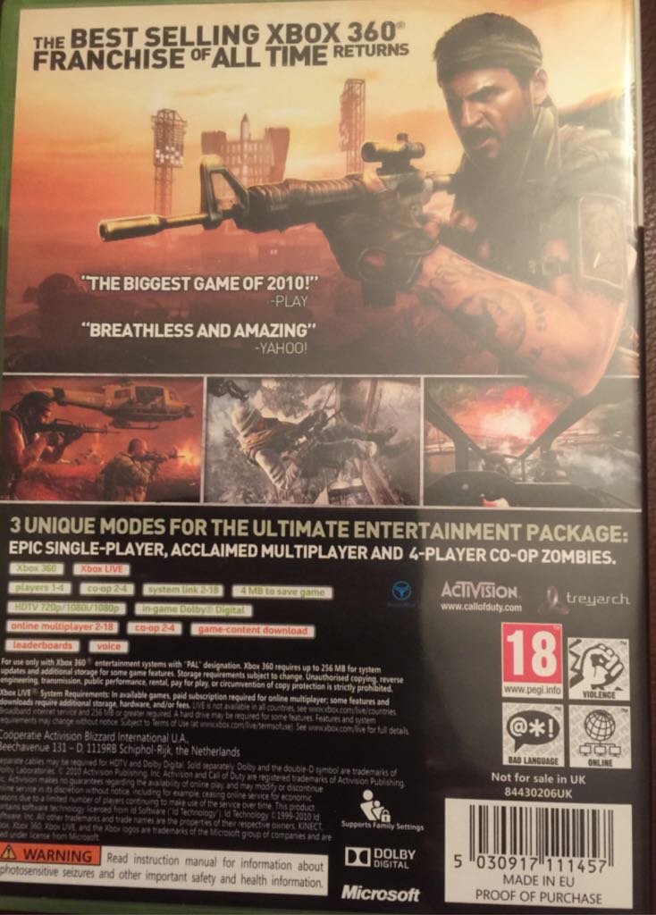 Call of Duty: Black Ops - Microsoft Xbox 360 (Activision - 1-4 players (varies by mode; online multiplayer supported)) video game collectible [Barcode 5030917111457] - Main Image 2
