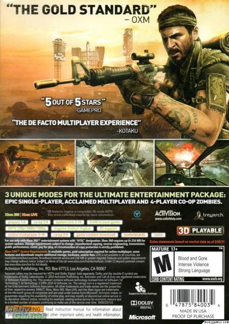 Call Of Duty: Black Ops - Microsoft Xbox 360 (Actvision/Treyarch) video game collectible [Barcode 9313154055521] - Main Image 2