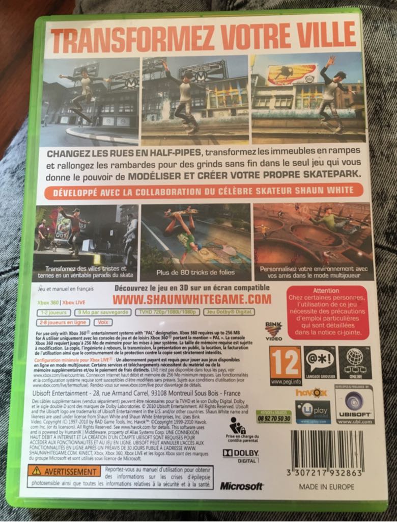 Shaun White Skateboarding - Microsoft Xbox 360 (Ubisoft) video game collectible [Barcode 3307217932863] - Main Image 2