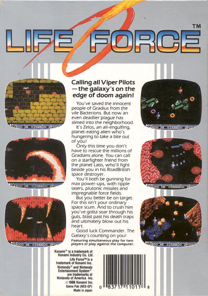 Life Force - Nintendo Entertainment System (NES) (Konami) video game collectible - Main Image 2