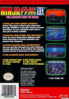 Ninja Gaiden III: The Ancient Ship Of Doom - Nintendo Entertainment System (NES) (Tecmo - 1) video game collectible [Barcode 0018946110134] - Main Image 2