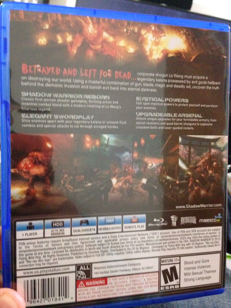 Shadow Warrior - Sony PlayStation 4 (PS4) (Devolver Digital - 1) video game collectible [Barcode 096427018414] - Main Image 2