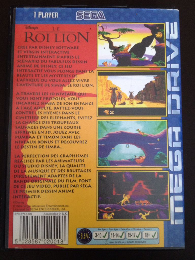 Le Roi Lion - Sega Mega Drive video game collectible - Main Image 2