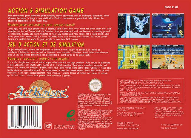 ActRaiser - Nintendo Super Nintendo Entertainment System (SNES) (Enix - 1) video game collectible - Main Image 2