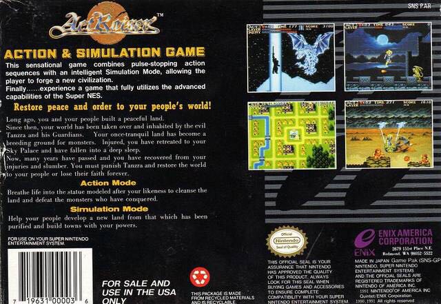 ActRaiser - Nintendo Super Nintendo Entertainment System (SNES) video game collectible - Main Image 2