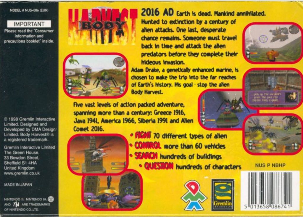 Body Harvest - Nintendo 64 (N64) video game collectible - Main Image 2