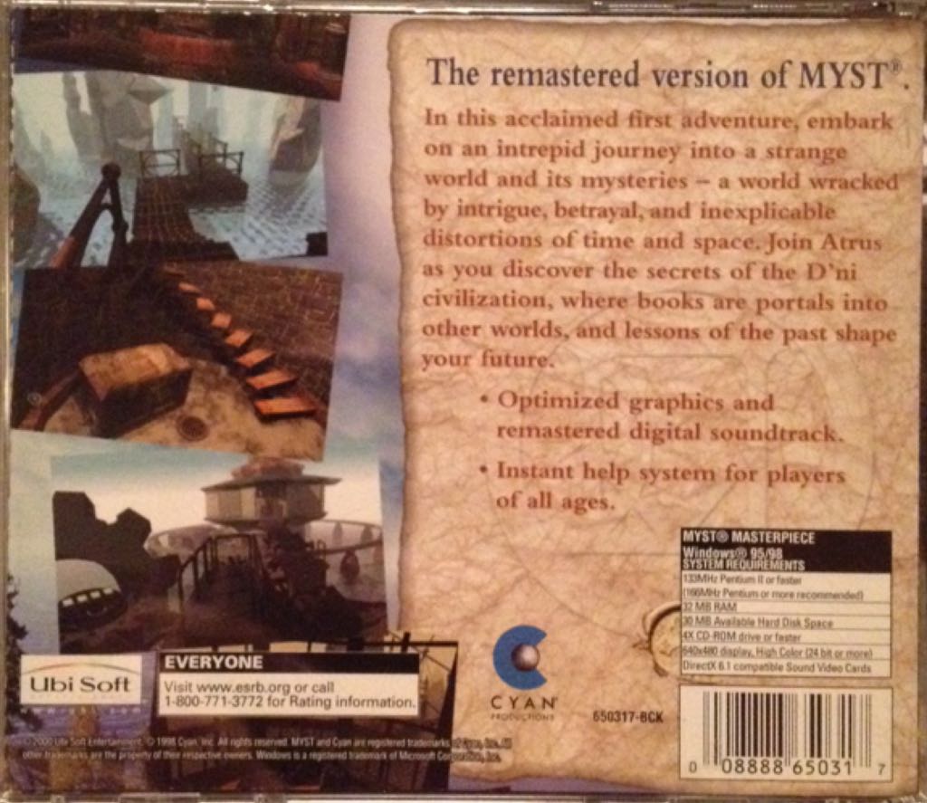 Myst: Masterpiece Edition - CD Projekt GOG (Mindscape - 1) video game collectible [Barcode 008888650317] - Main Image 2