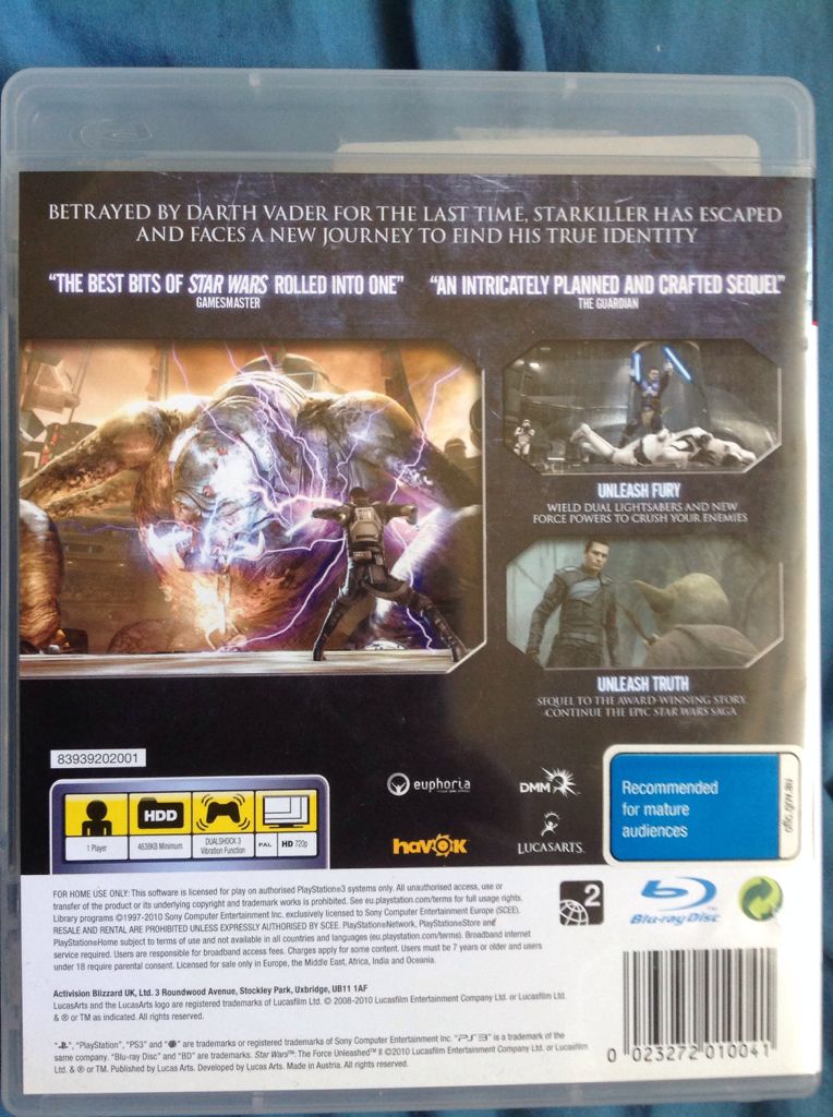 Star Wars: The Force Unleashed 2 - Sony PlayStation 3 (PS3) (LucasArts - 1) video game collectible [Barcode 023272010041] - Main Image 2