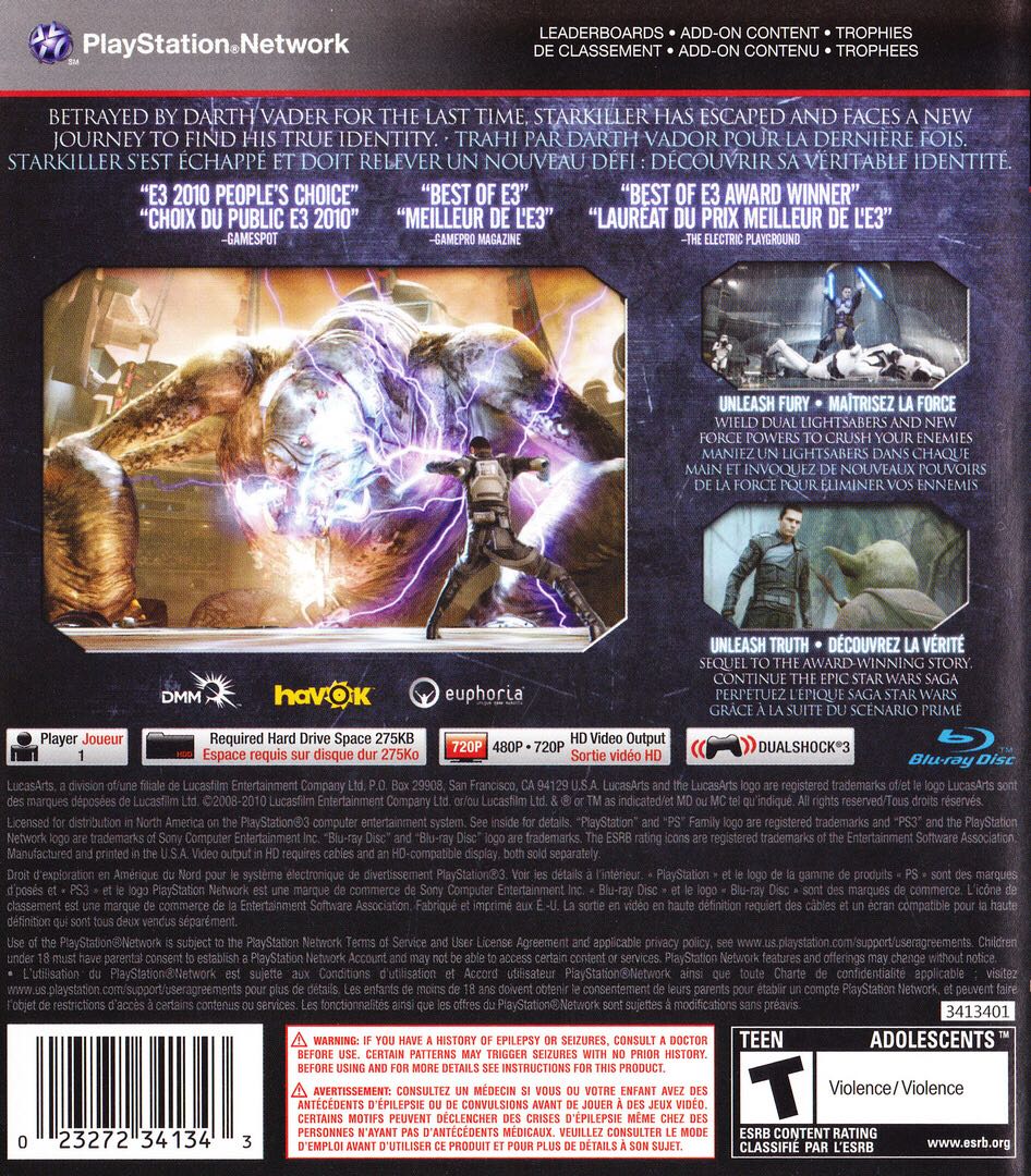 Star Wars The Force Unleashed II - Sony PlayStation 3 (PS3) (Lucas Arts - 1) video game collectible [Barcode 712725024727] - Main Image 2
