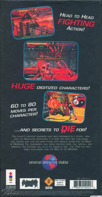 Way Of The Warrior - 3DO (Universal Interactive) video game collectible [Barcode 785670100228] - Main Image 2