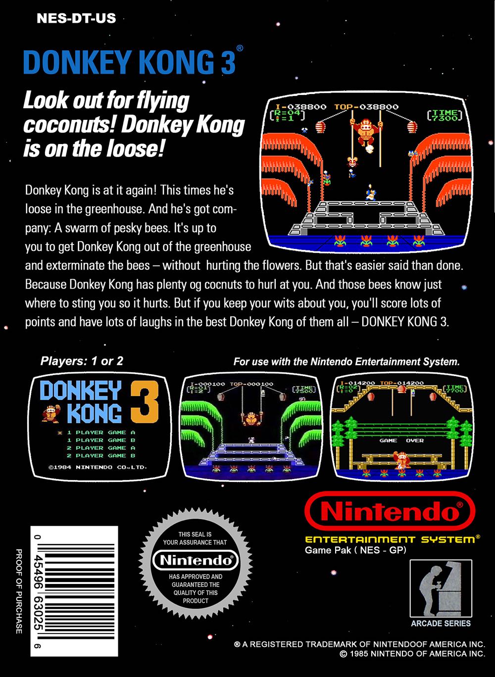 _Donkey Kong 3 - Nintendo Entertainment System (NES) video game collectible - Main Image 2