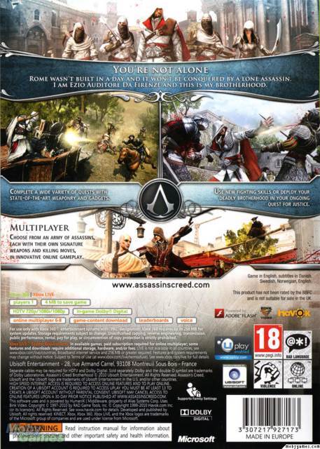 Assassin’s Creed Brotherhood - Microsoft Xbox 360 (Ubisoft - 3-8) video game collectible [Barcode 3307217927166] - Main Image 2