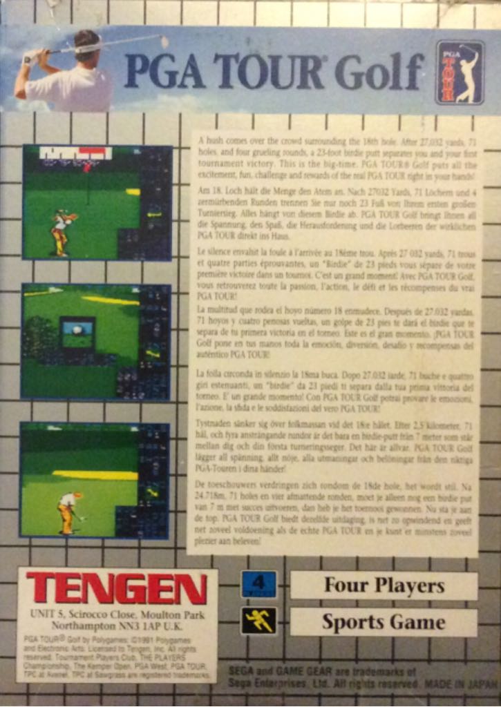 PGA Tour Golf - Sega Game Gear (Tengen - 1-4) video game collectible [Barcode 031763045618] - Main Image 2