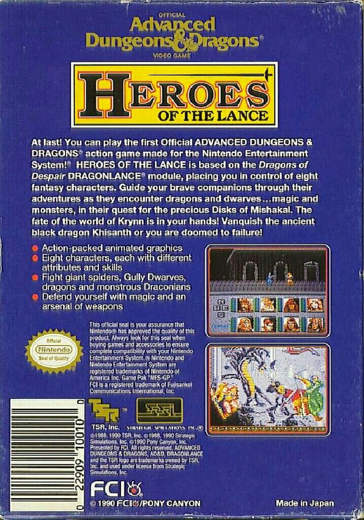 Heroes of the Lance - Nintendo Entertainment System (NES) (FCI) video game collectible - Main Image 2