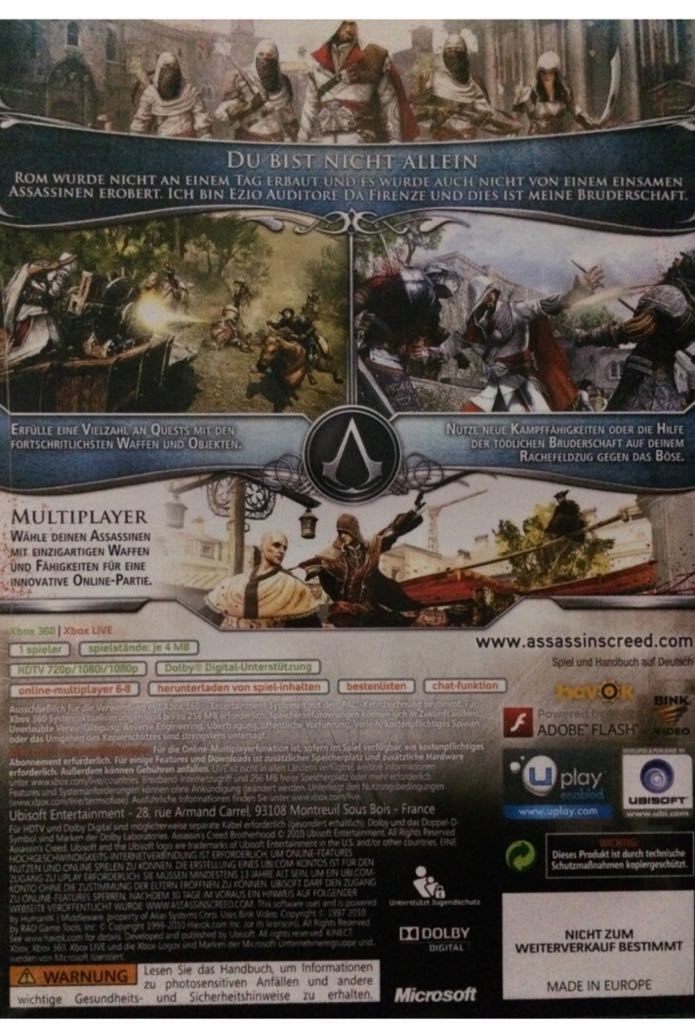 Assasins Creed Brotherhood - Microsoft Xbox 360 video game collectible - Main Image 2