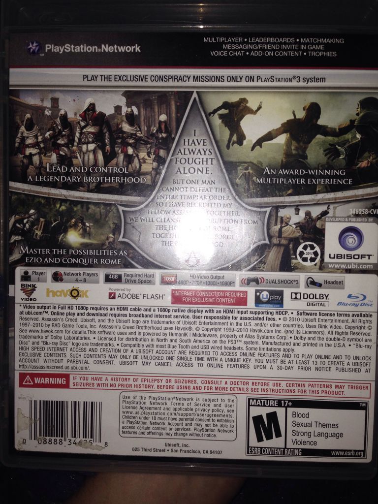 Assassins Creed: Brotherhood - Sony PlayStation 3 (PS3) (Bethesda Softworks Ubisoft) video game collectible - Main Image 2